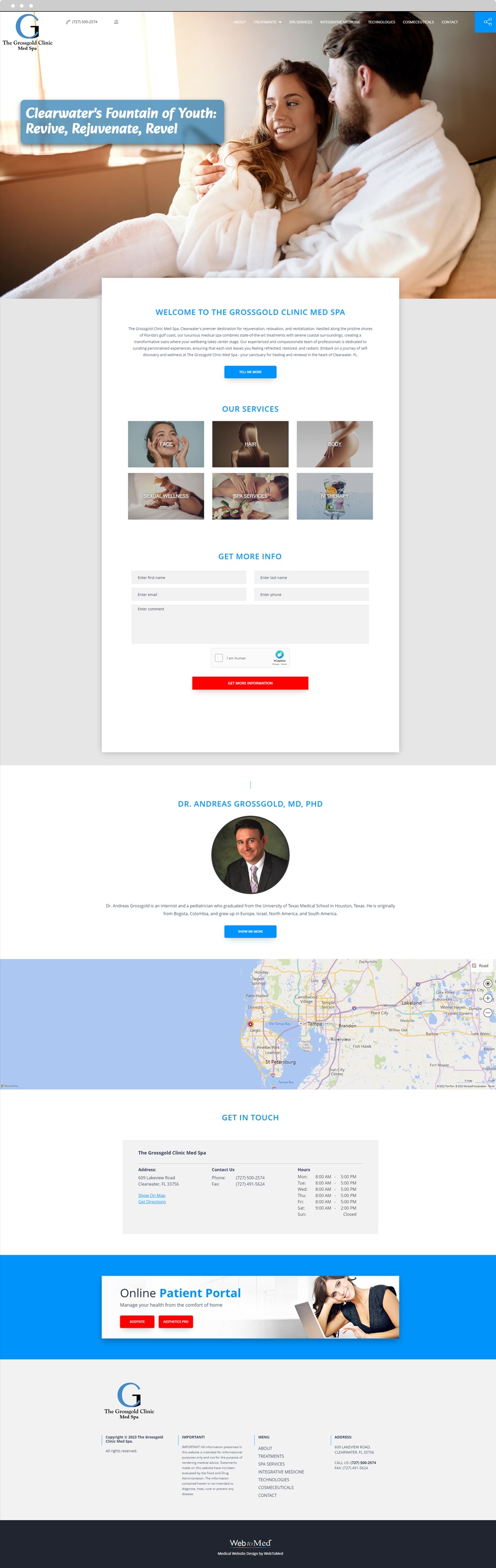 Med Spa Website Design - Grossgold Clinic Med Spa - Homepage