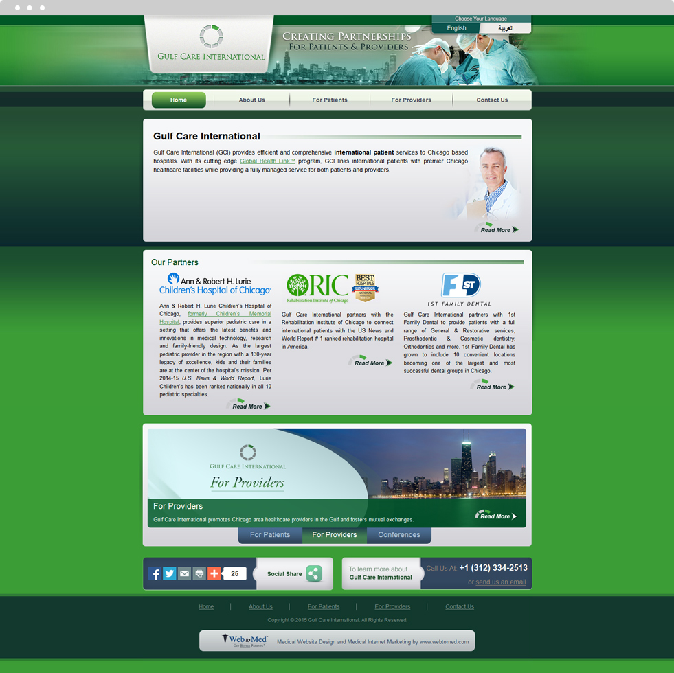 Medical Services Website Design - Gulf Care International - Homepage
