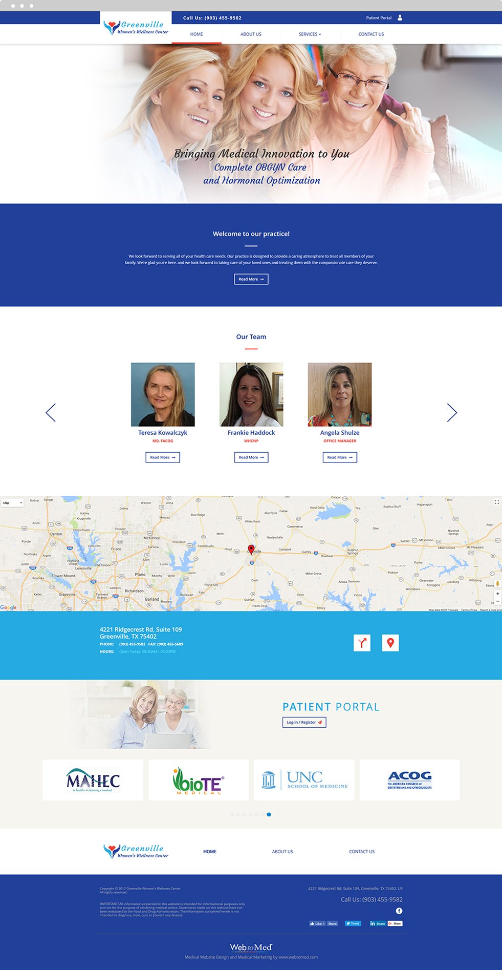 OBGYN Website Design - Greenville Women's Wellness Center - Homepage