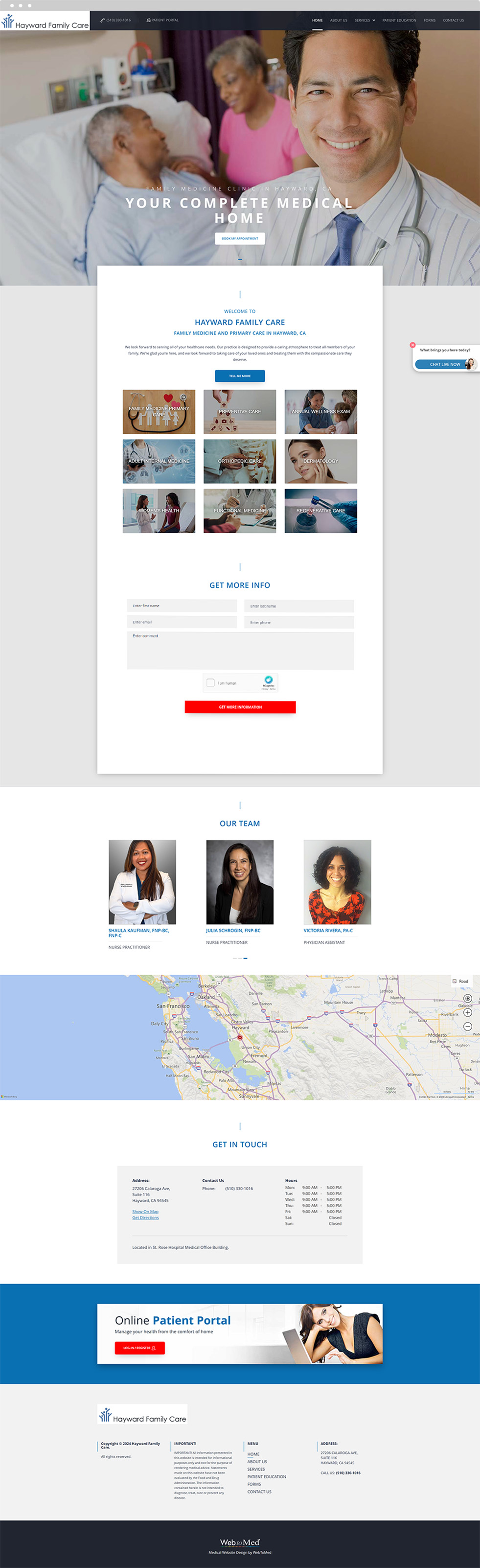 Family Medicine Website Design - Hayward Family Care - Homepage