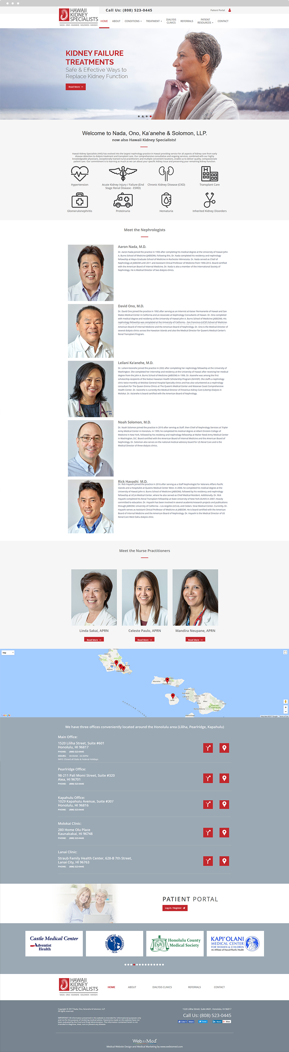 Nephrology Website Design - Hawaii Kidney Specialists - Homepage