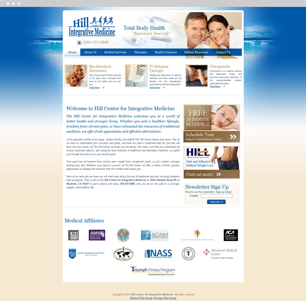Integrative Medicine Website Design - Hill Center for Integrative Medicine - Homepage