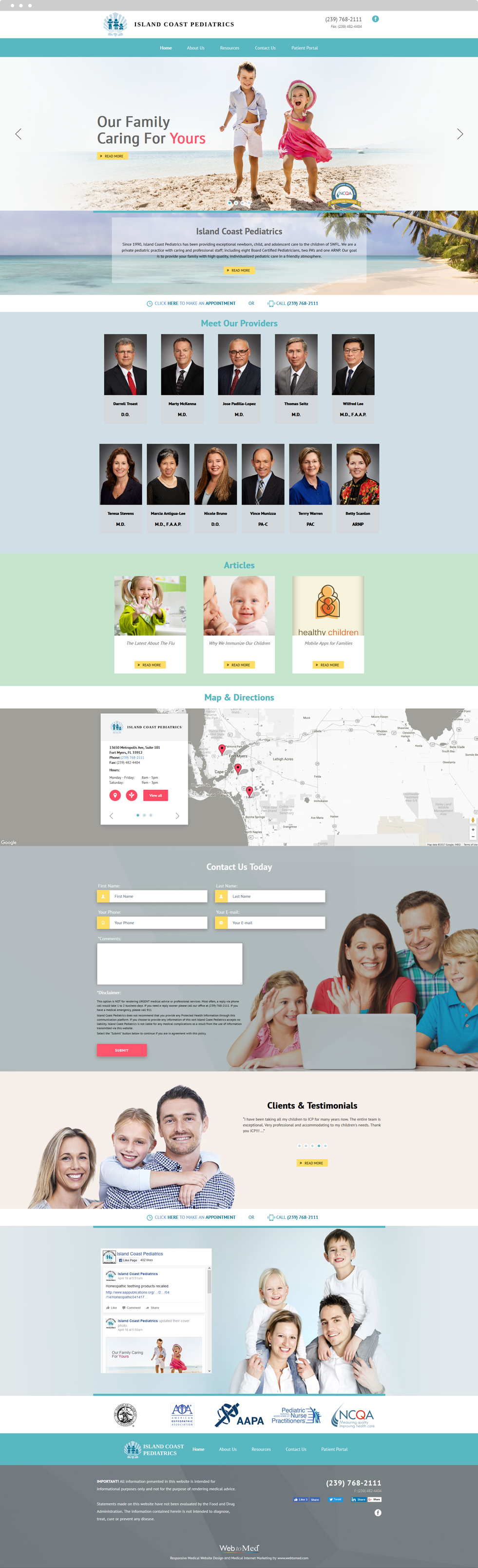 Pediatric Website Design - Island Coast Pediatrics - Homepage