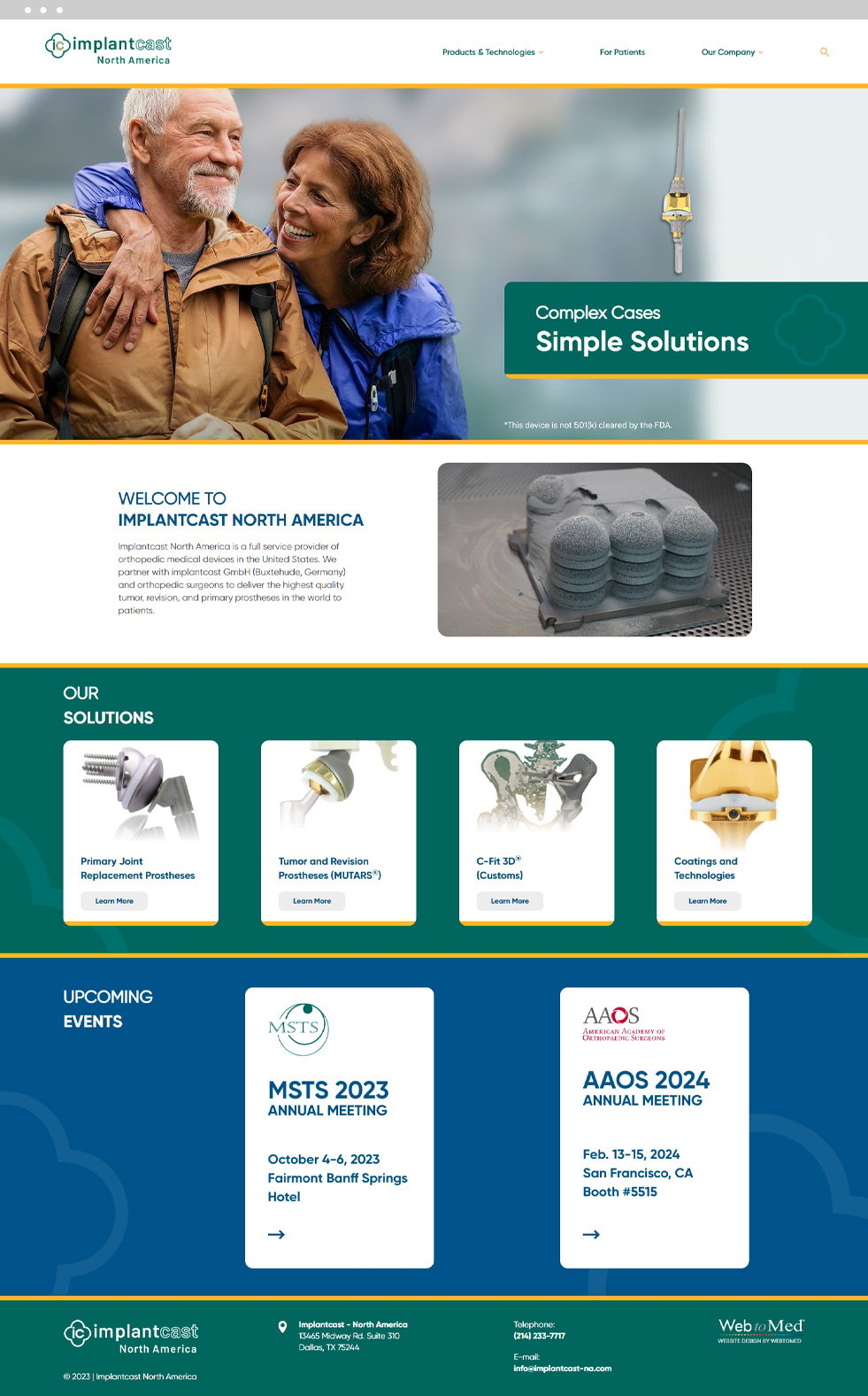 Medical Devices Website Design - Implantcast North America - Homepage