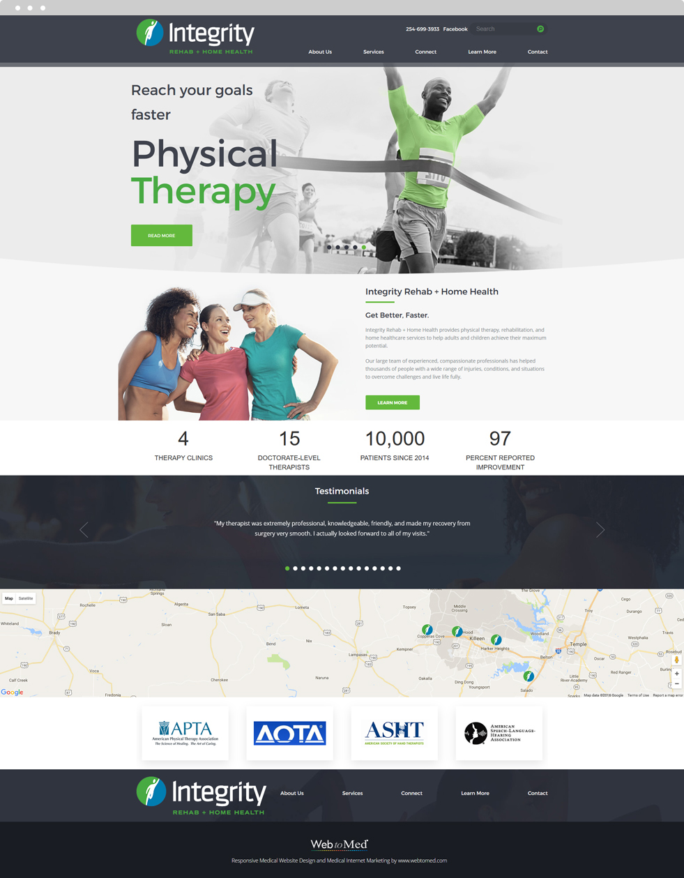 Physical Therapy Website Design - Integrity Rehab + Home Health - Homepage