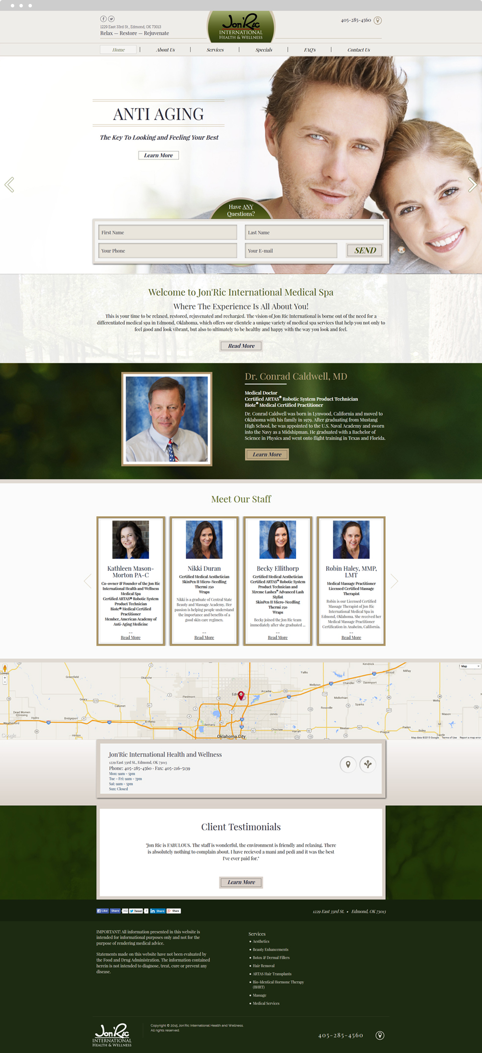 Integrative Medicine Website Design - Jon'Ric International Health & Wellness - Homepage