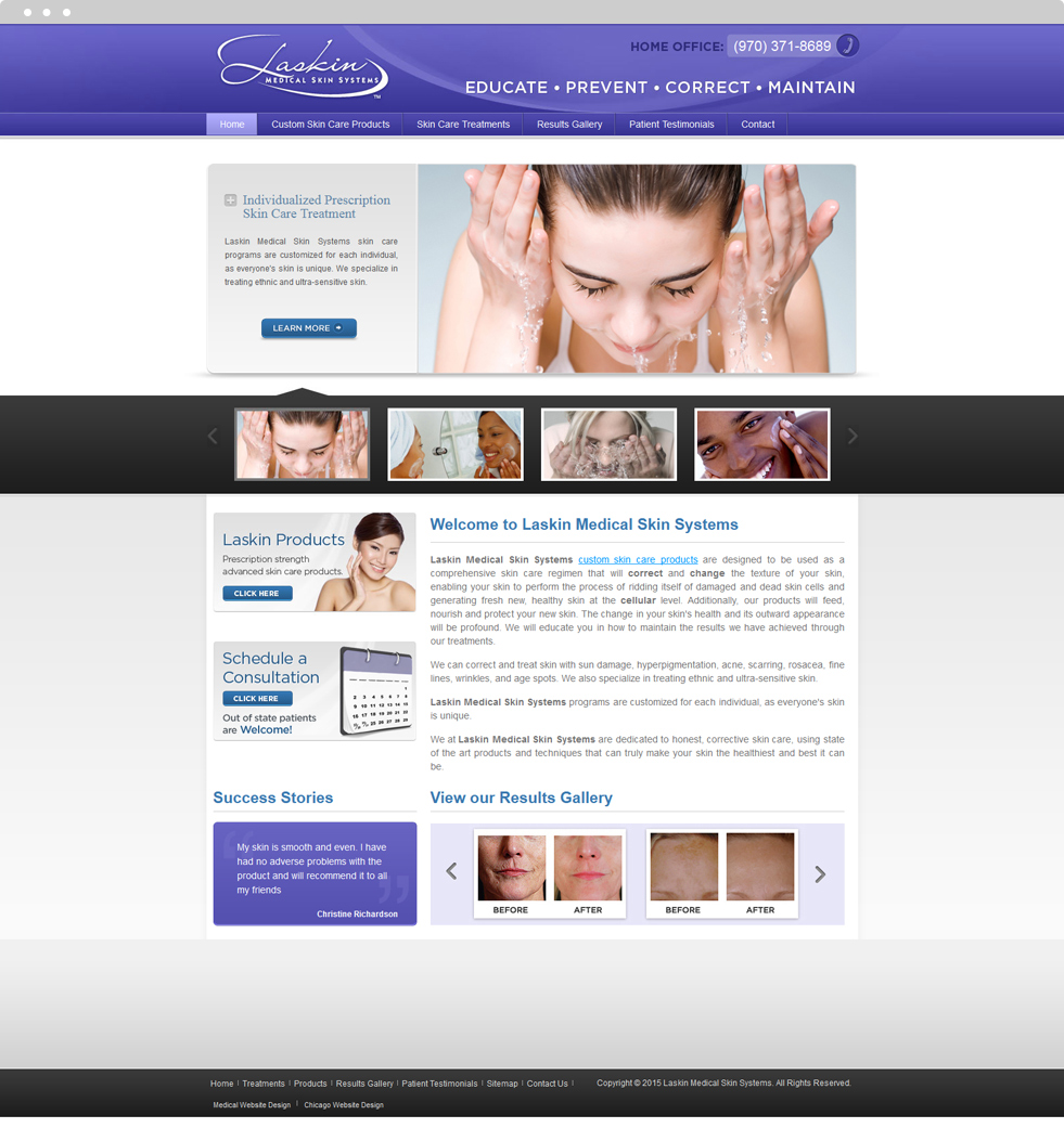 Medical Products Website Design - Laskin Medical Skin Systems - Homepage