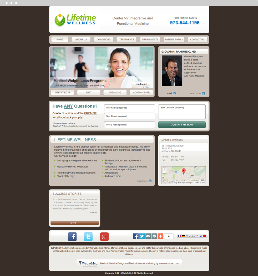 Weight Loss Website Design - Lifetime Wellness - Homepage