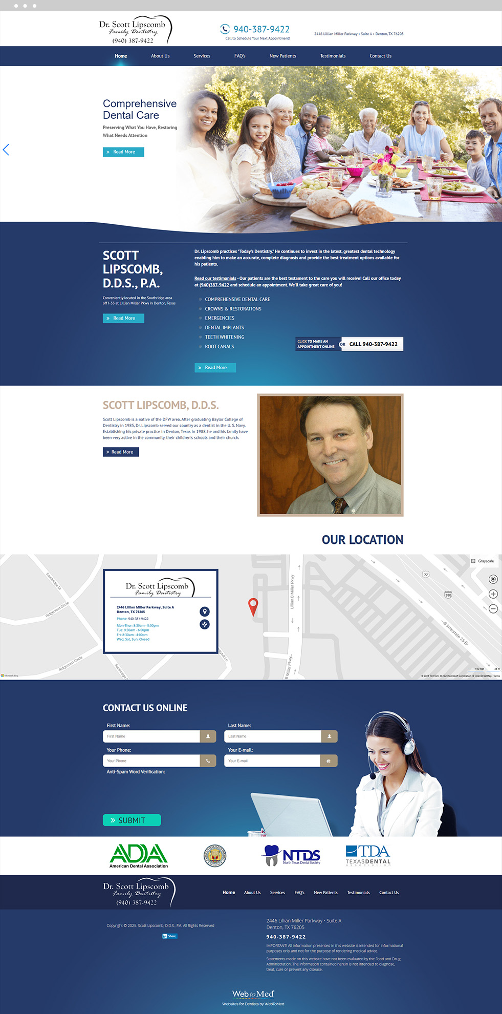 Dental Website Design - Dr. Scott Lipscomb Family Dentistry - Homepage