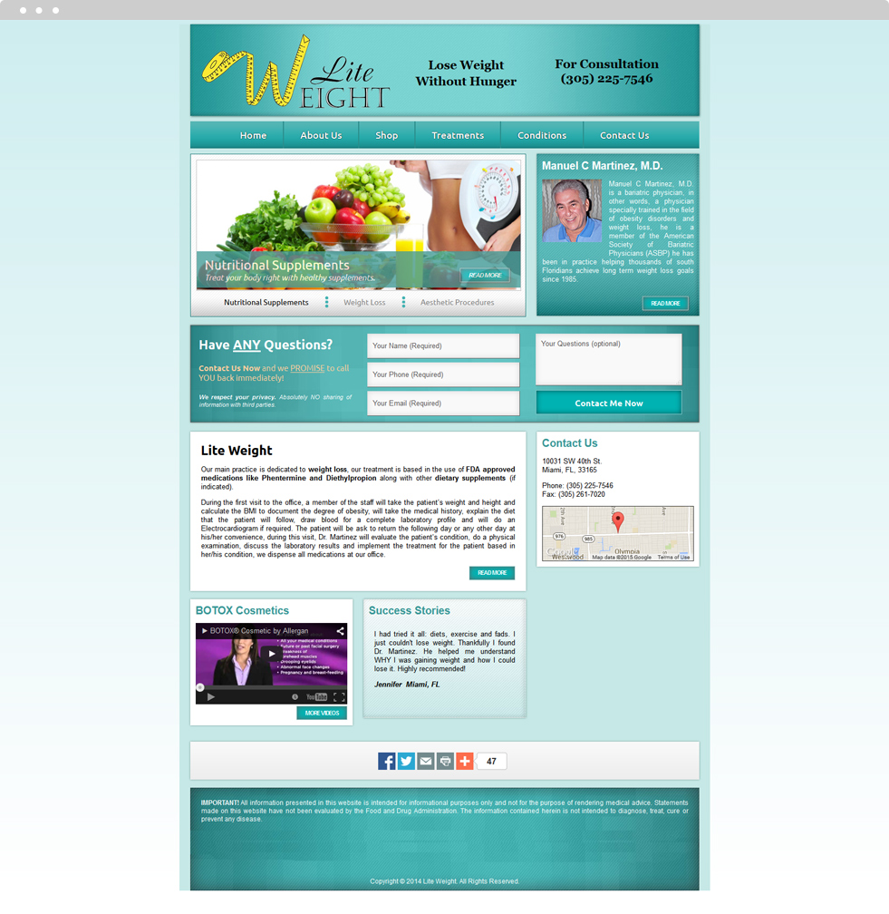 Weight Loss Website Design - Lite Weight - Homepage