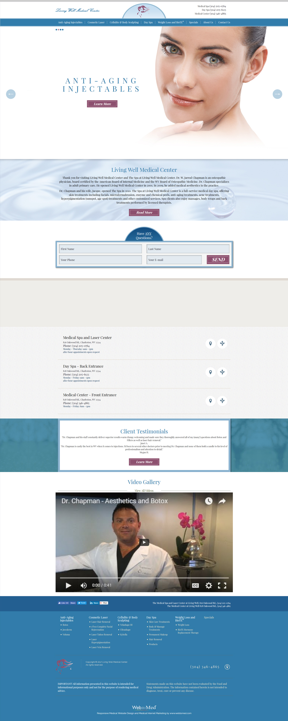 Med Spa Website Design - Living Well Medical Center - Homepage