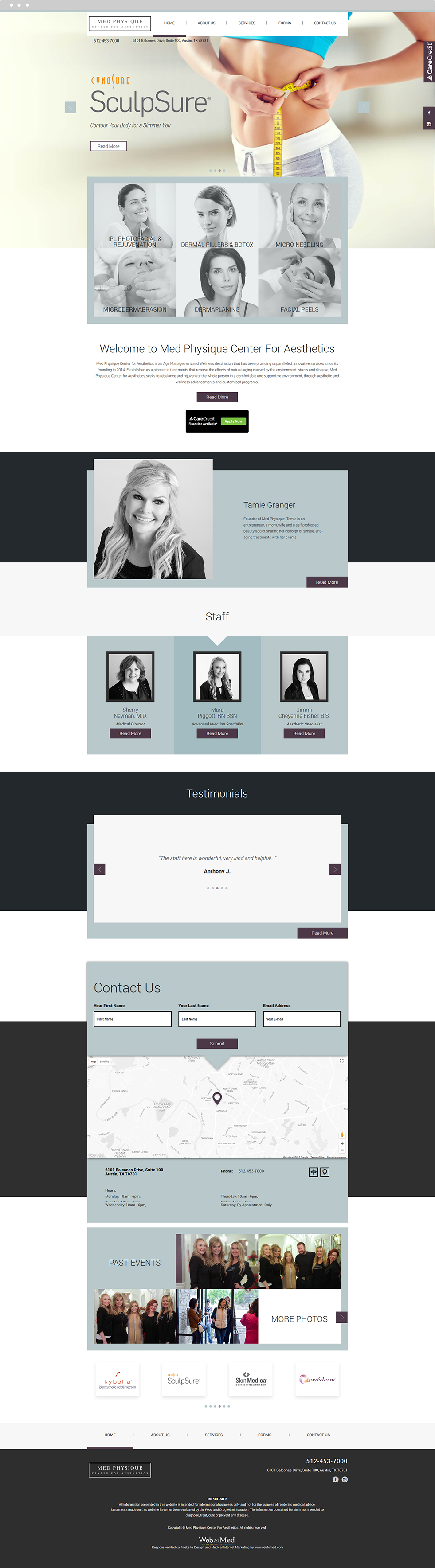 Med Spa Website Design - Med Physique Center for Aesthetics - Homepage