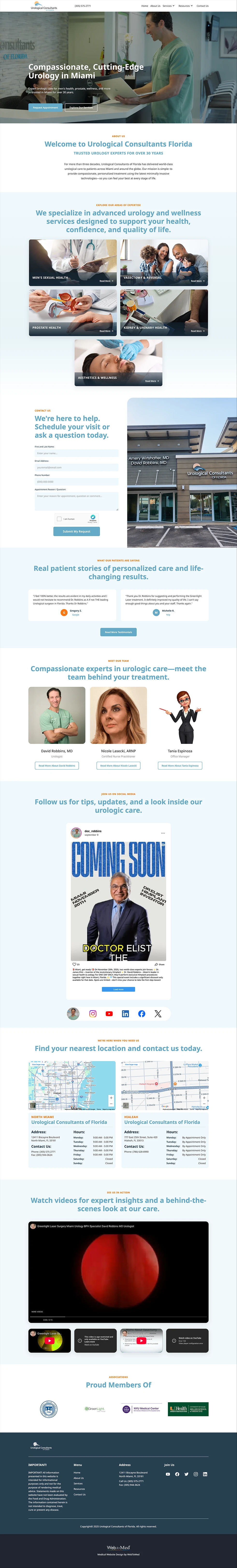 Urology Website Design - Urological Consultants of Florida - Homepage