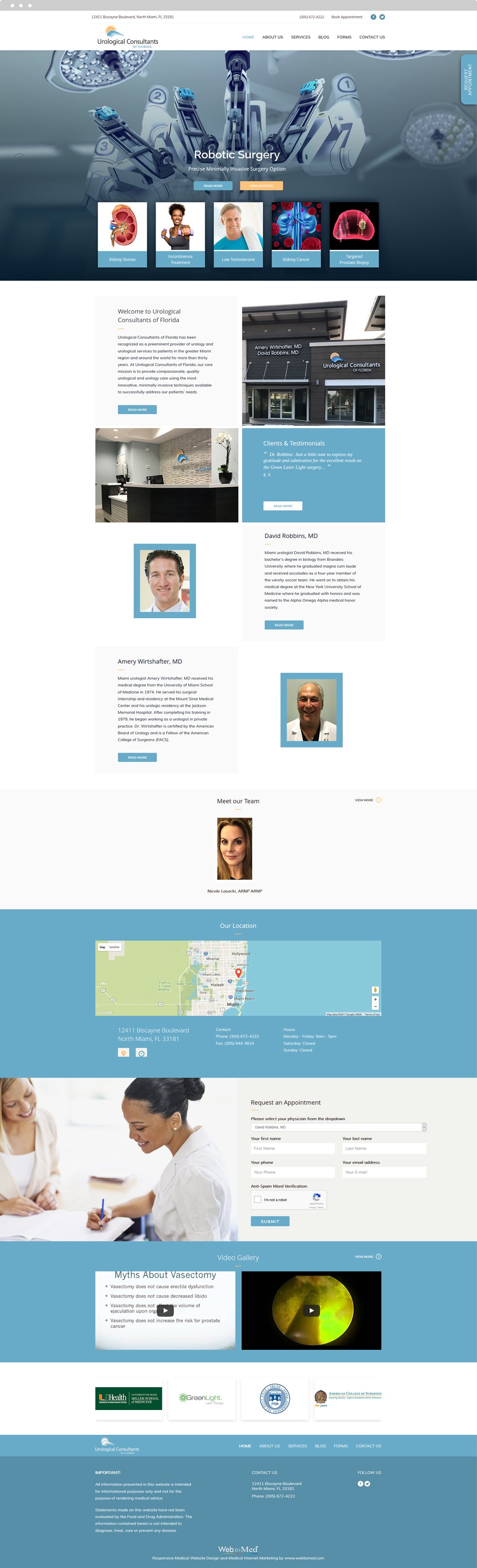 Urology Website Design - Urological Consultants of Florida - Homepage