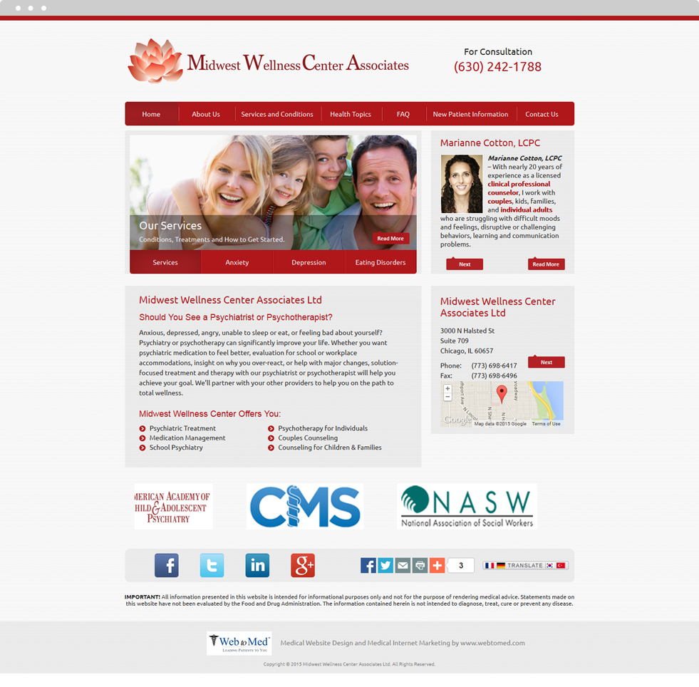 Psychiatry Website Design - Midwest Wellness Center Associates - Homepage