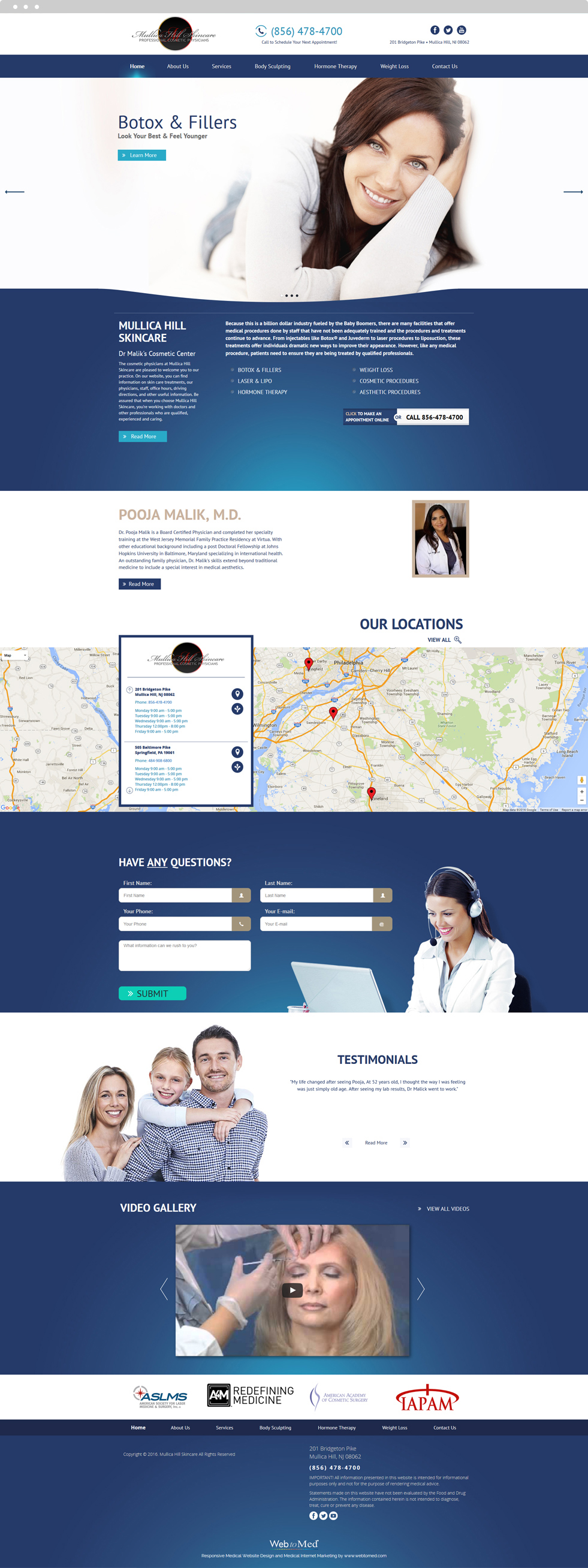 Med Spa Website Design - Mullica Hill Skincare - Homepage