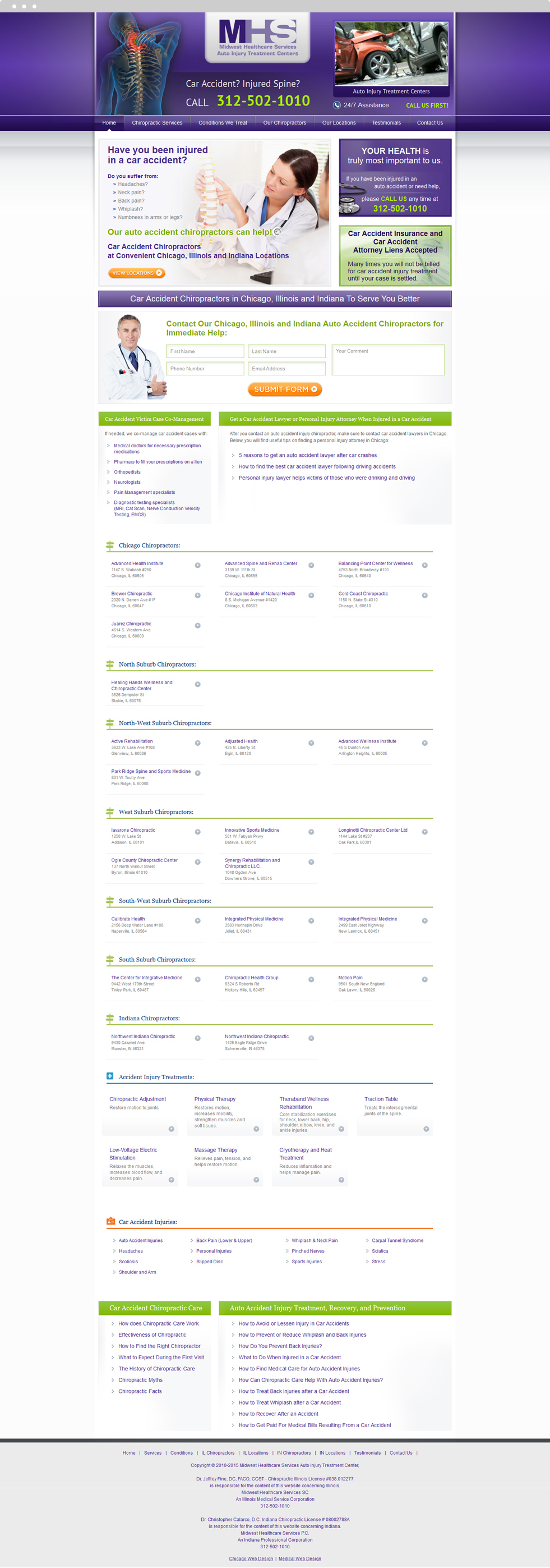 Chiropractic Website Design - Midwest Healthcare Services - Homepage