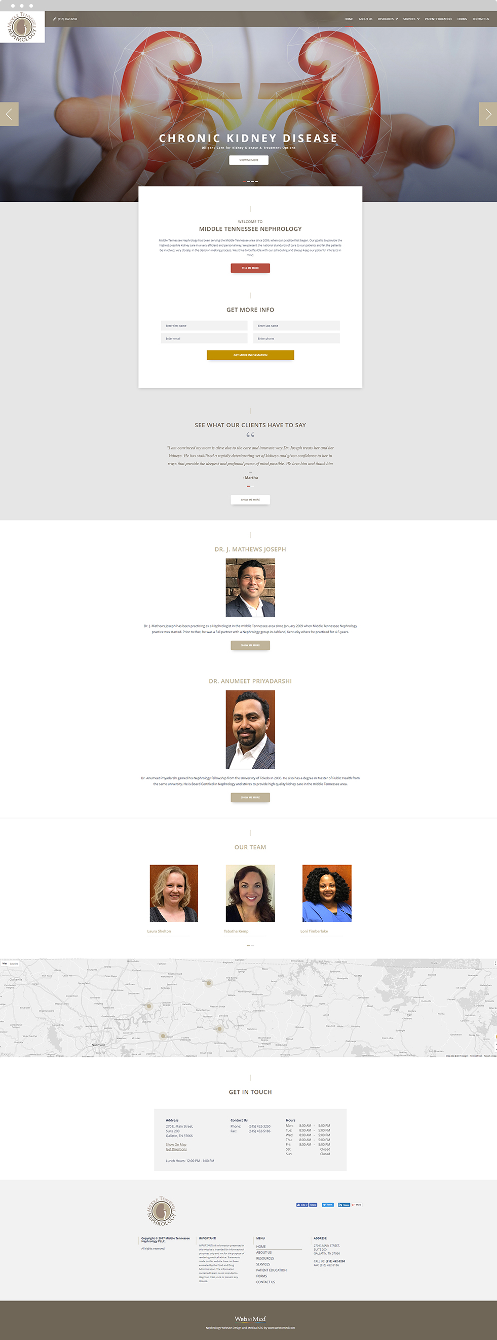 Nephrology Website Design - Middle Tennessee Nephrology - Homepage