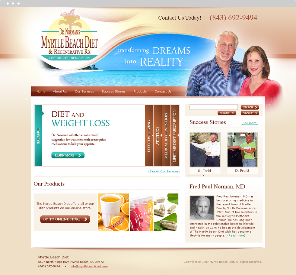 Weight Loss Website Design - Myrtle Beach Diet - Homepage