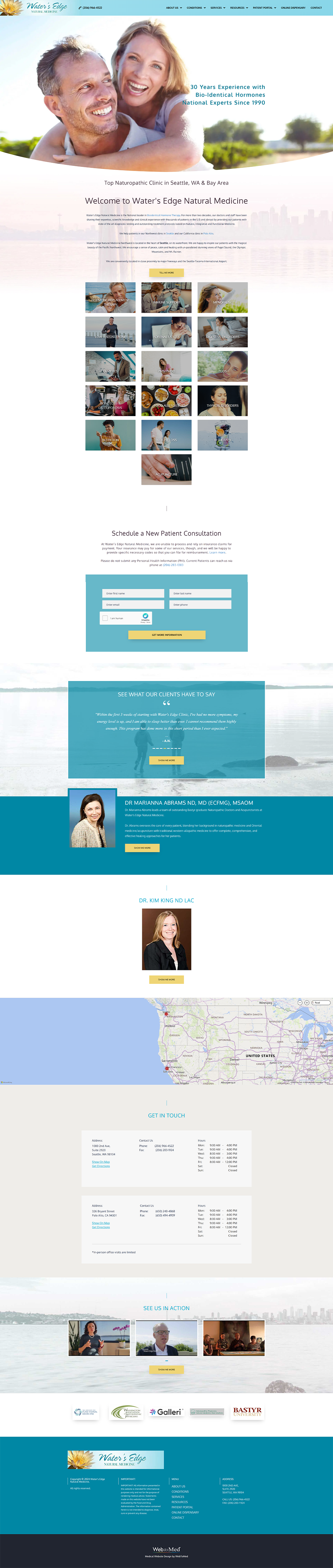 Naturopathic Medicine Website Design - Water's Edge Natural Medicine - Homepage