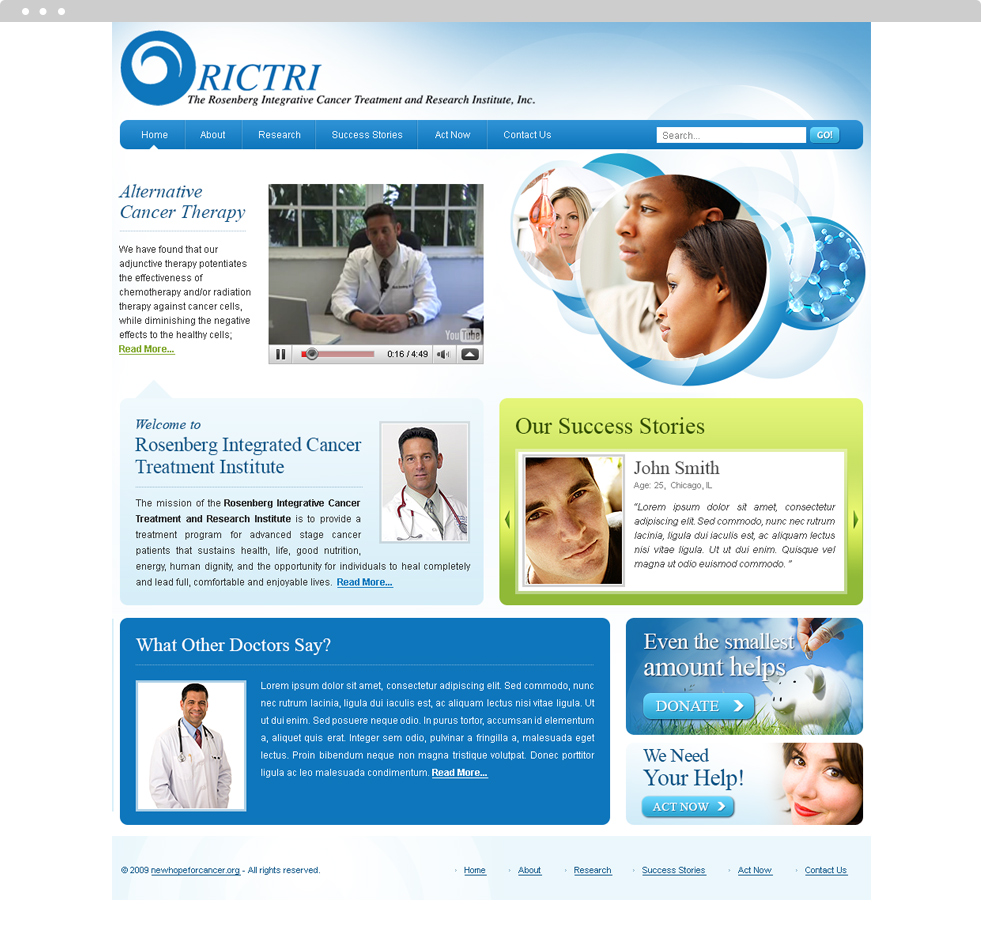 Oncology Website Design - The Rosenberg Integrative Cancer Treatment and Research Institute - Homepage