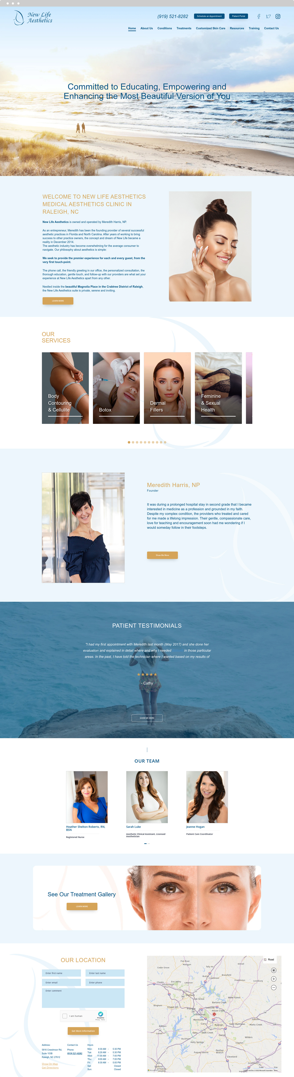 Plastic Surgery Website Design - New Life Aesthetics - Homepage