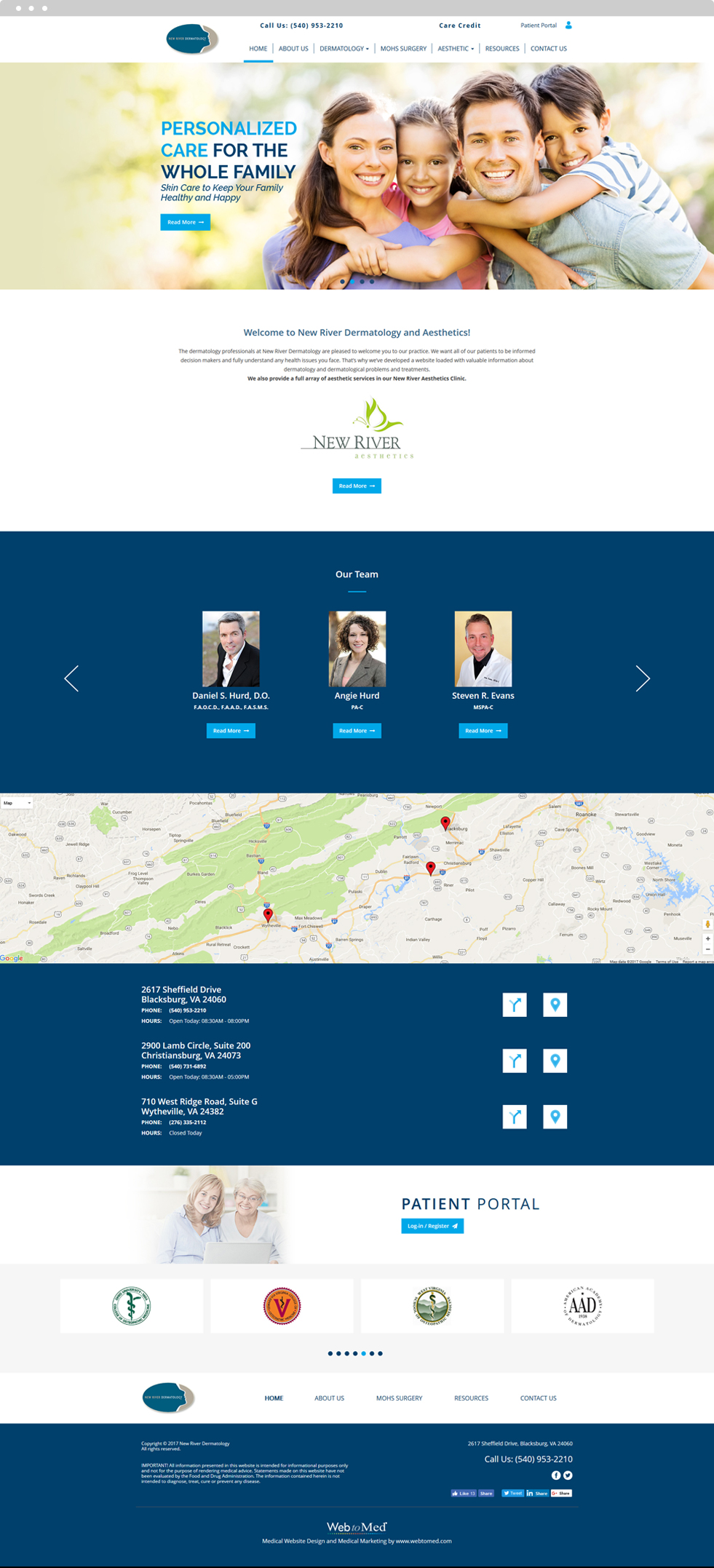 Dermatology Website Design - New River Dermatology - Homepage