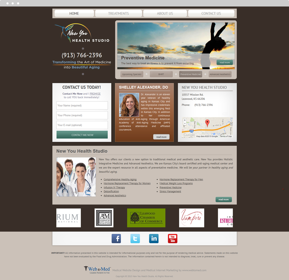 Integrative Medicine Website Design - New You Health Studio - Homepage