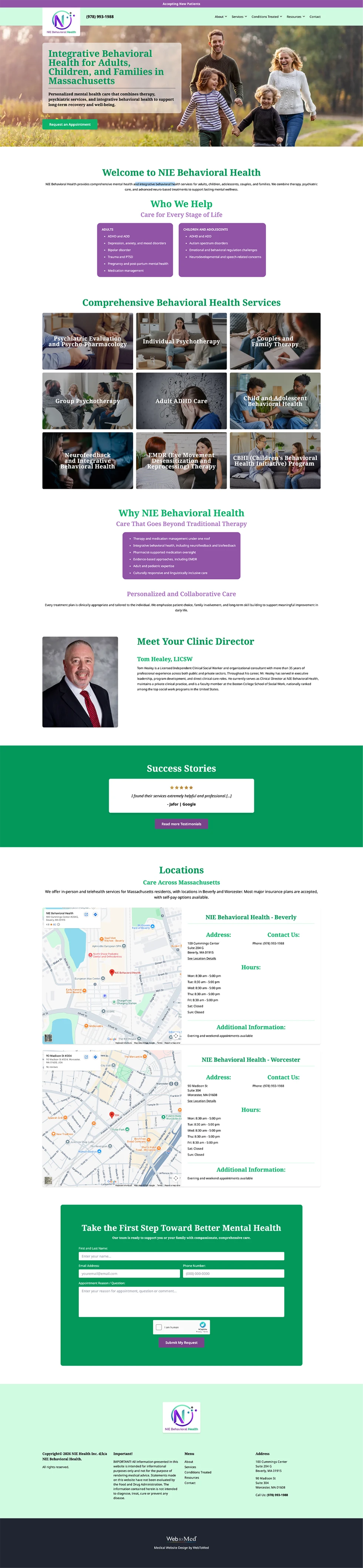 Psychiatry Website Design - NIE Behavioral Health - Homepage