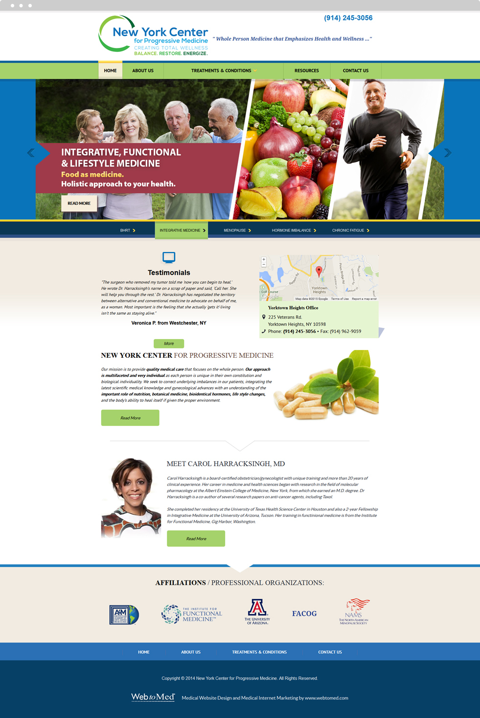 Integrative Medicine Website Design - New York Center for Progressive Medicine - Homepage