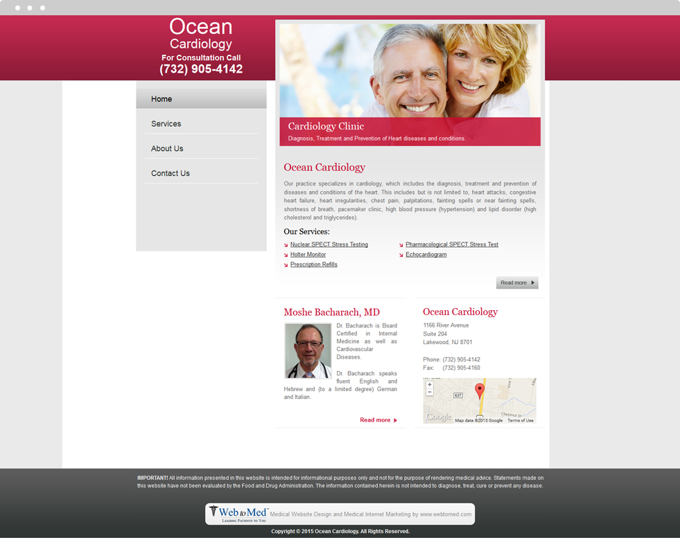 Cardiology Website Design - Ocean Cardiology - Homepage