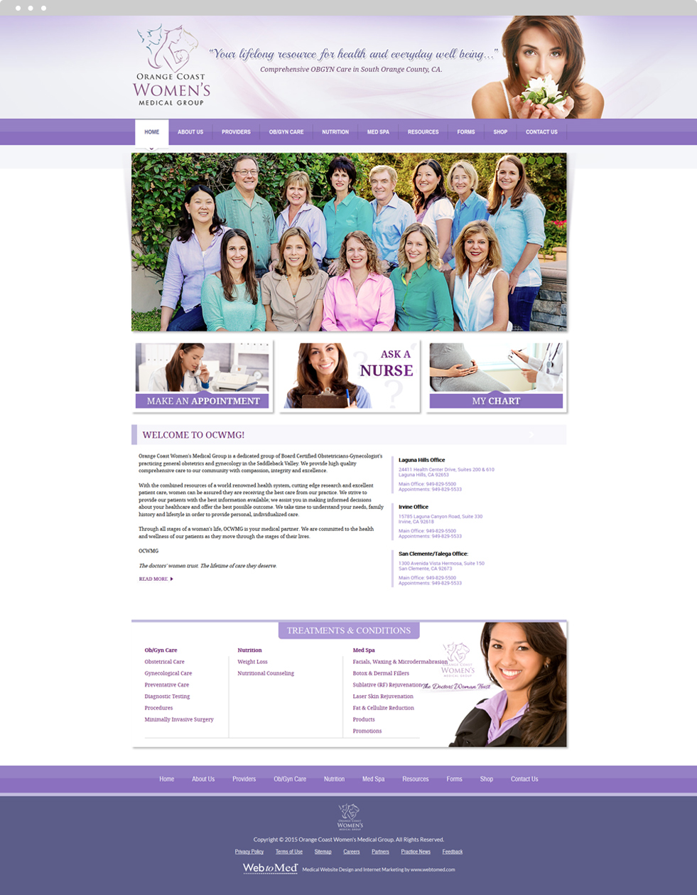 OBGYN Website Design - Orange Coast Women's Medical Group - Homepage