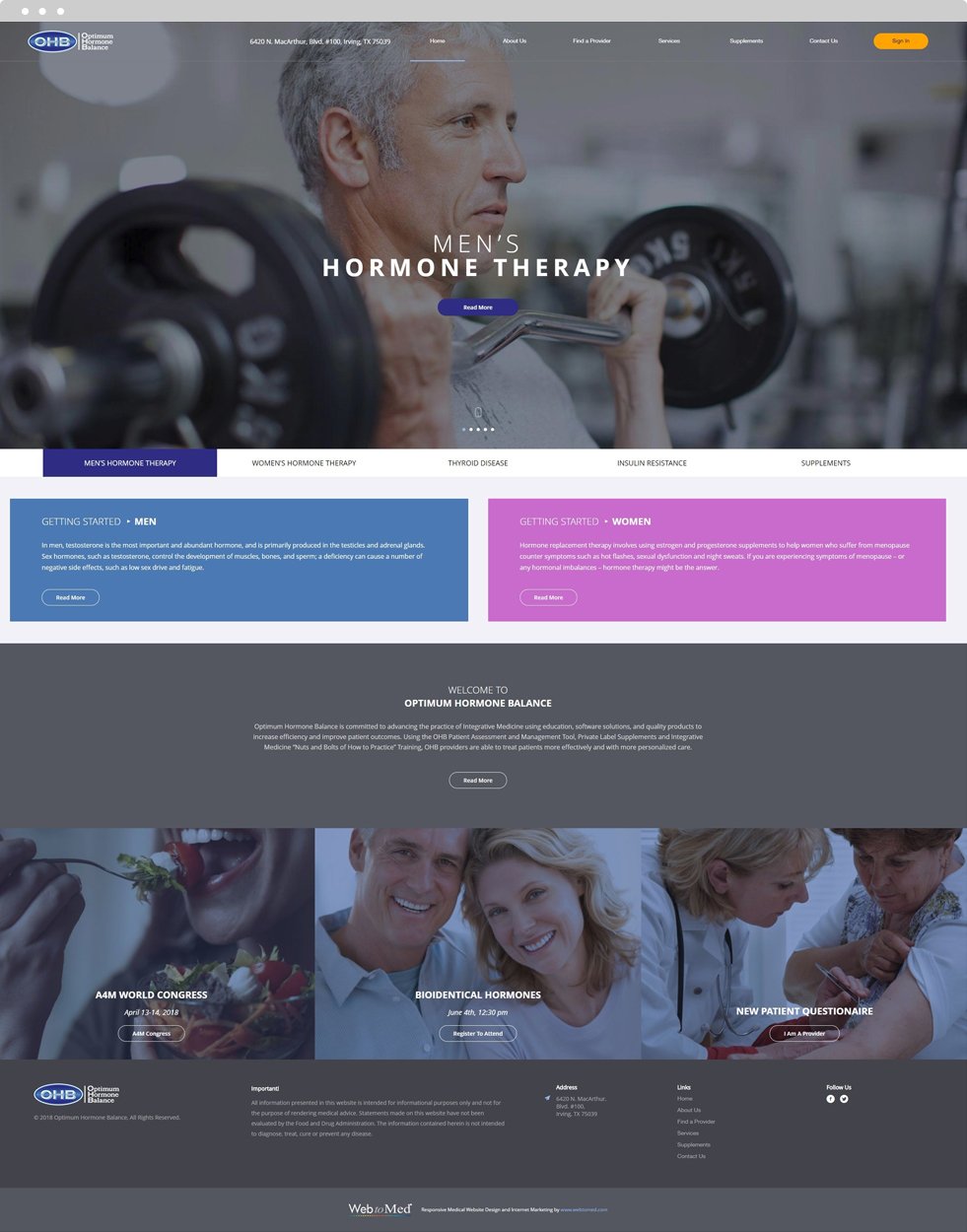 Medical Education Website Design - Optimum Hormone Balance - Homepage
