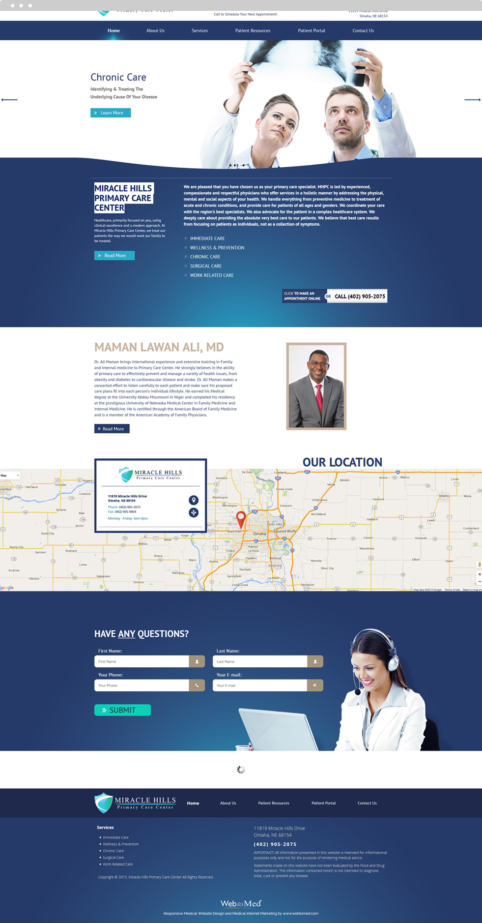 Internal Medicine Website Design - Miracle Hills Primary Care Center - Homepage