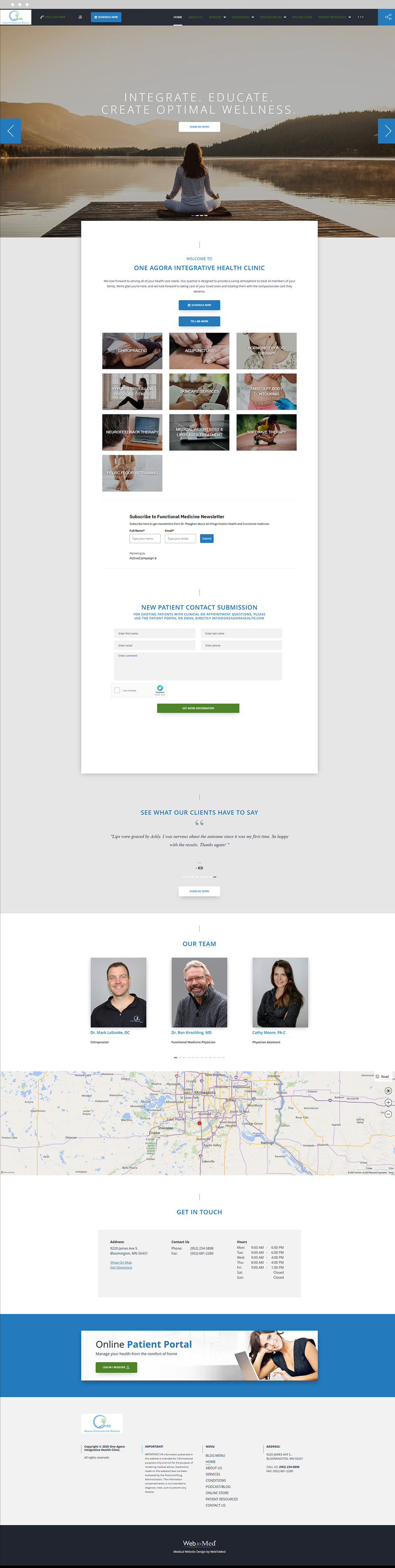 Integrative Medicine Website Design - One Agora Integrative Health - Homepage
