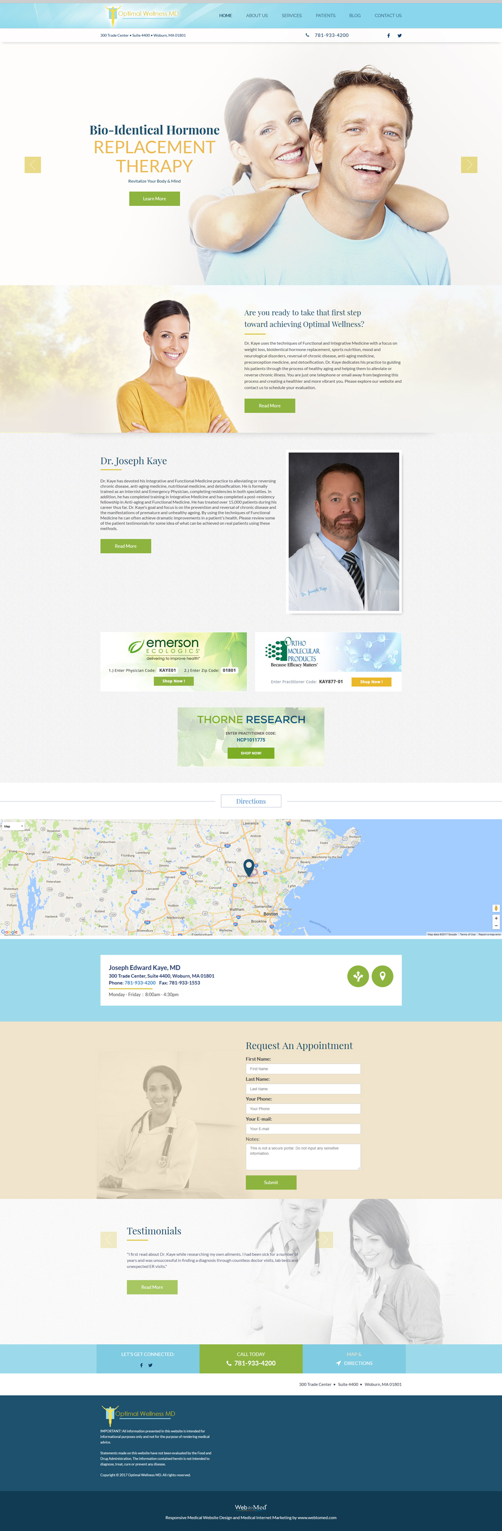 Integrative Medicine Website Design - Optimal Wellness MD - Homepage