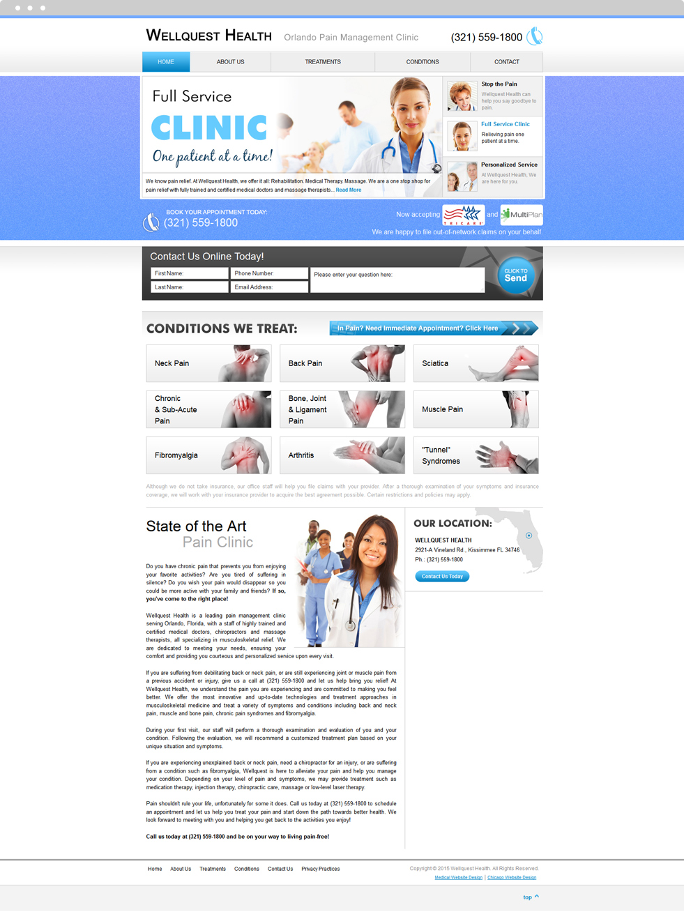 Pain Management Website Design - Wellquest Health - Homepage