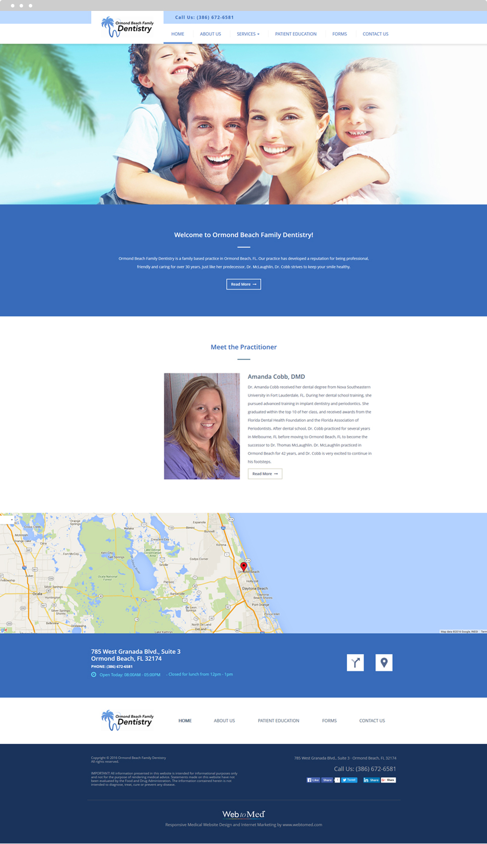 Dental Website Design - Ormond Beach Family Dentistry - Homepage