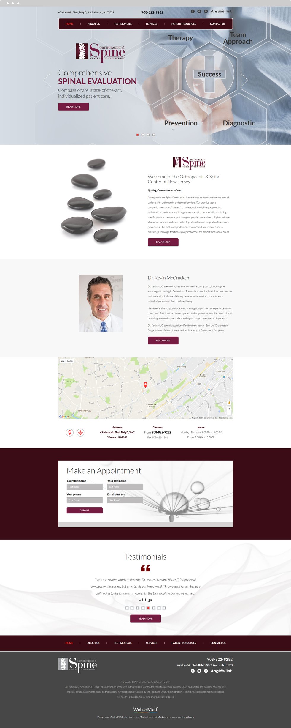 Orthopedic Website Design - Orthopaedic & Spine Center of New Jersey - Homepage