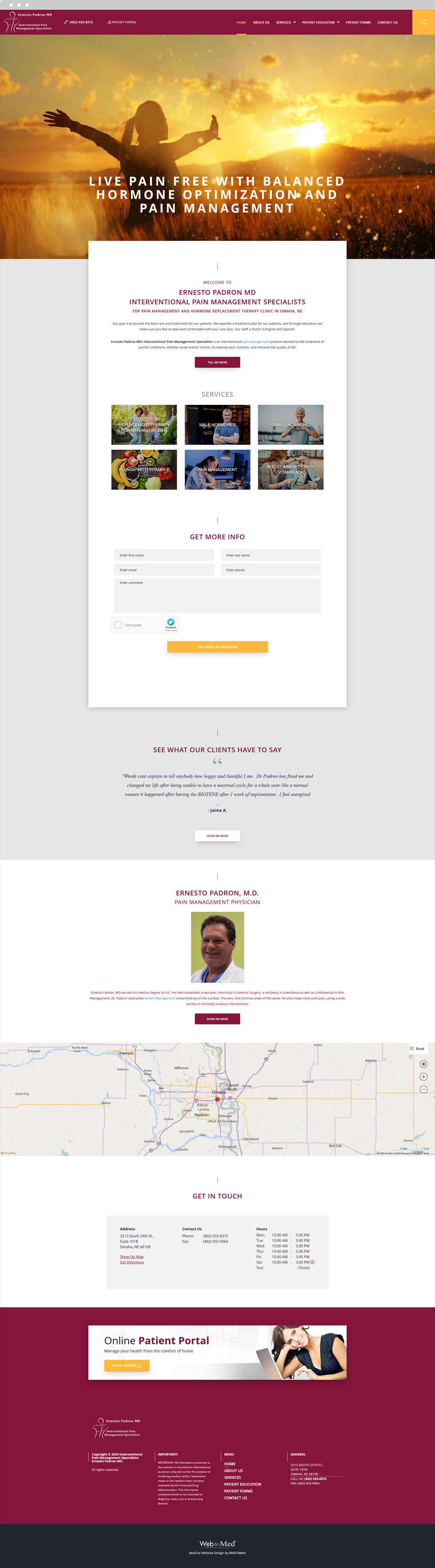 Pain Management Website Design - Interventional Pain Management Specialists - Homepage