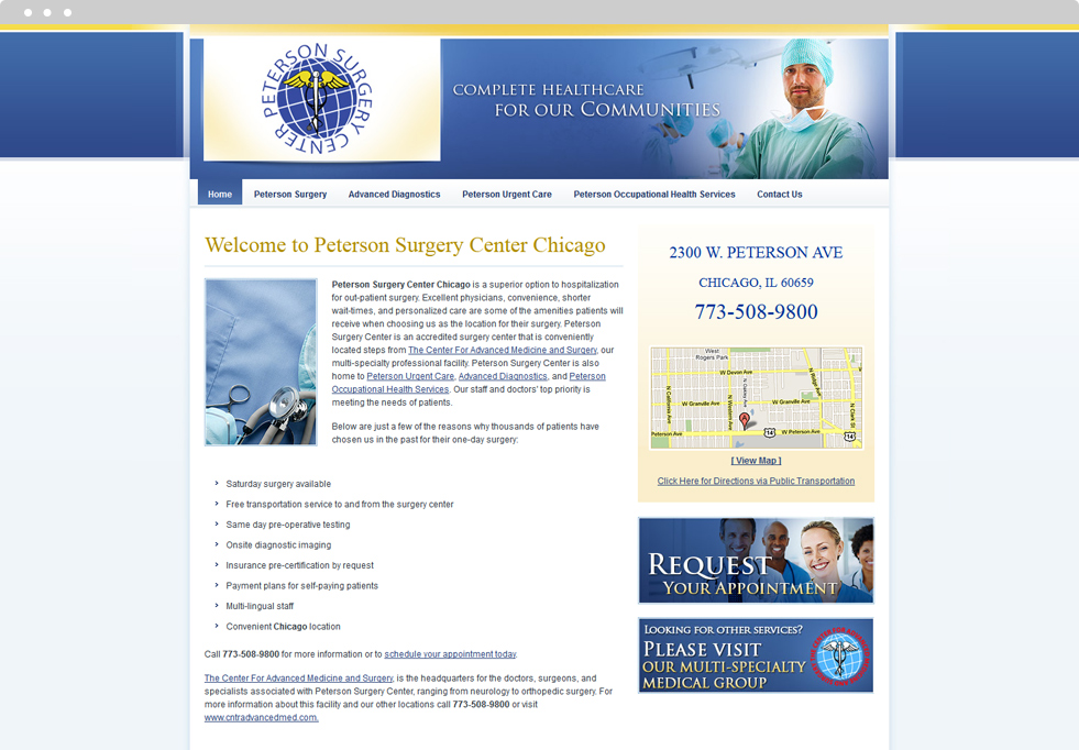Surgery Website Design - Peterson Surgery Center - Homepage
