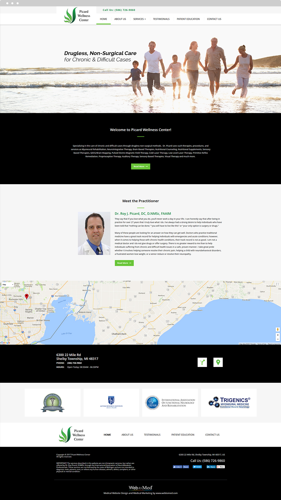 Neurology Website Design - Picard Wellness Center - Homepage