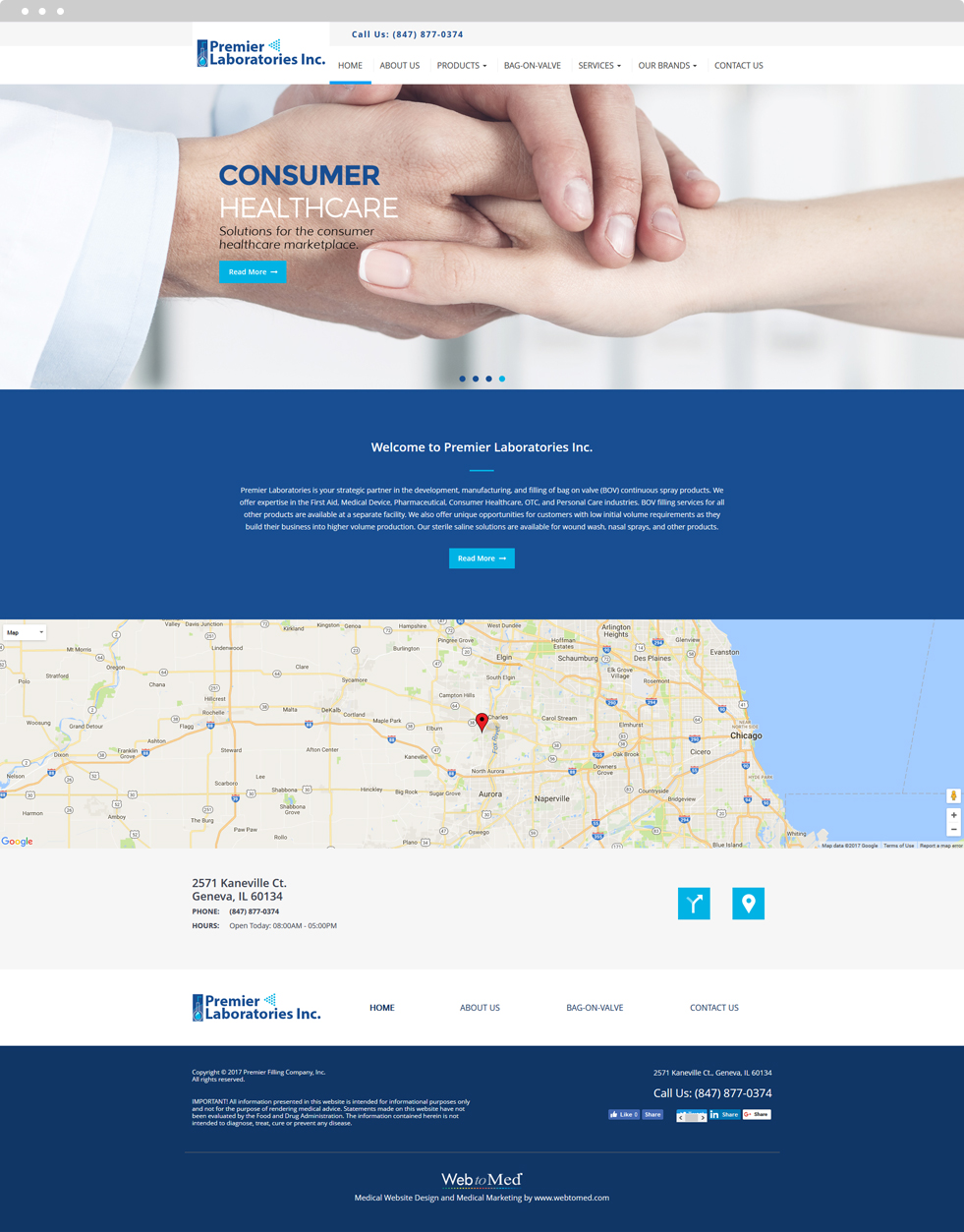 Medical Manufacturing Website Design - Premier Laboratories - Homepage