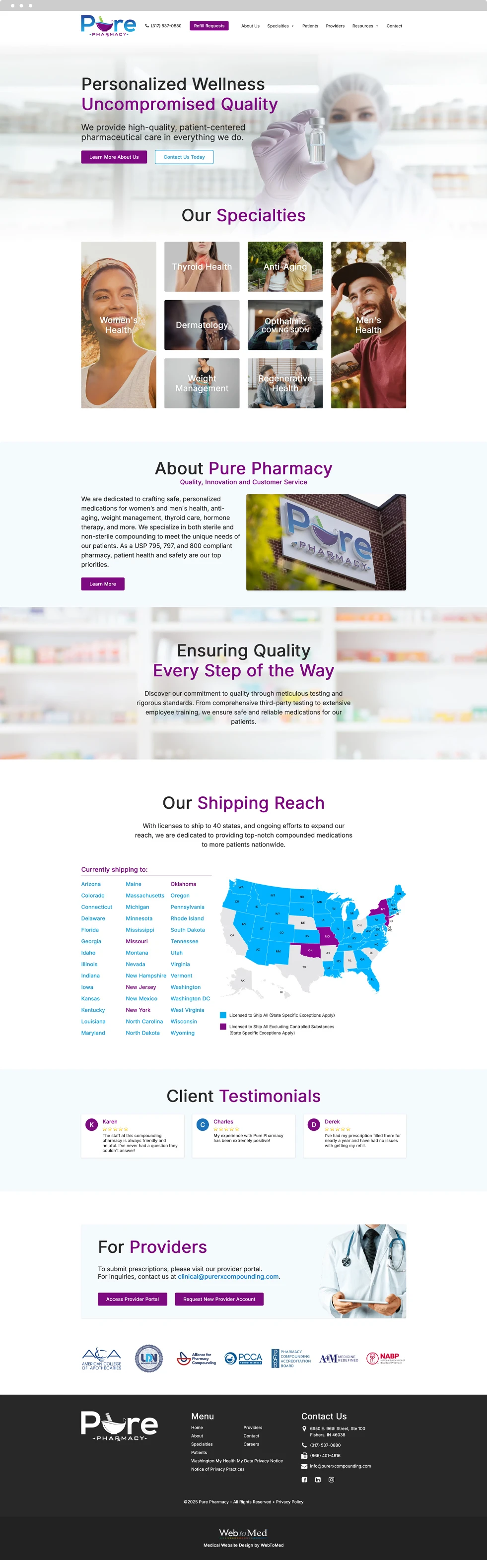 Pharmacies Website Design - Pure Pharmacy - Homepage