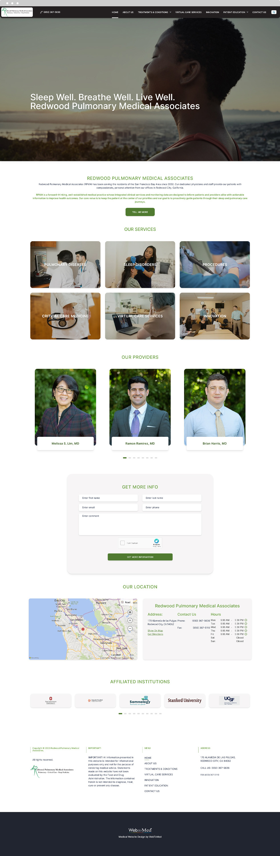 Pulmonology Website Design - Redwood Pulmonary Medical Associates - Homepage