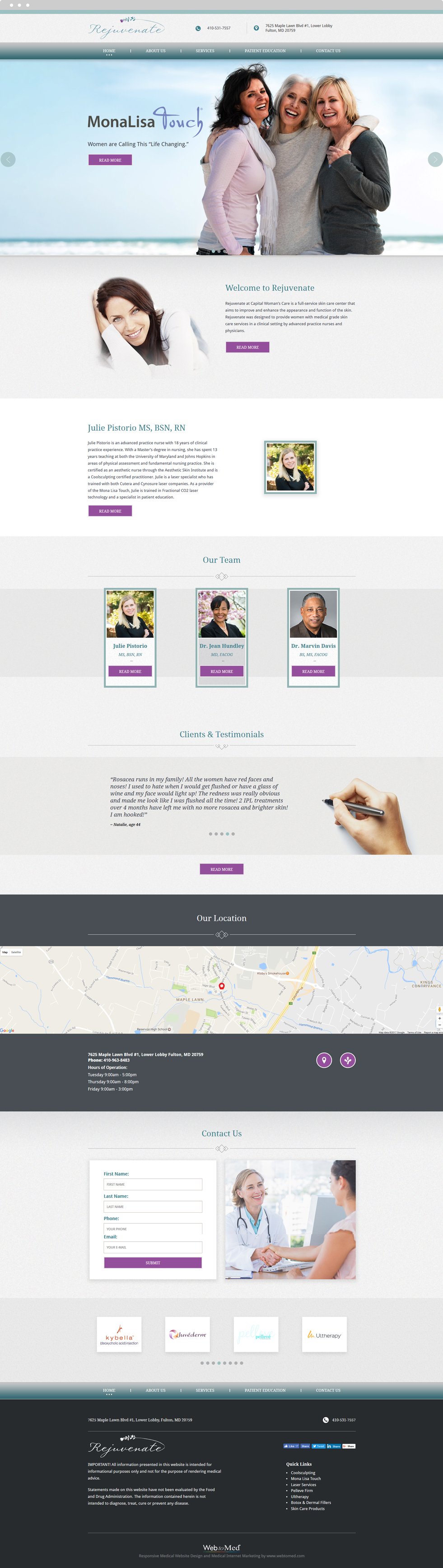Dermatology Website Design - Rejuvenate at Capital Woman's Care - Homepage