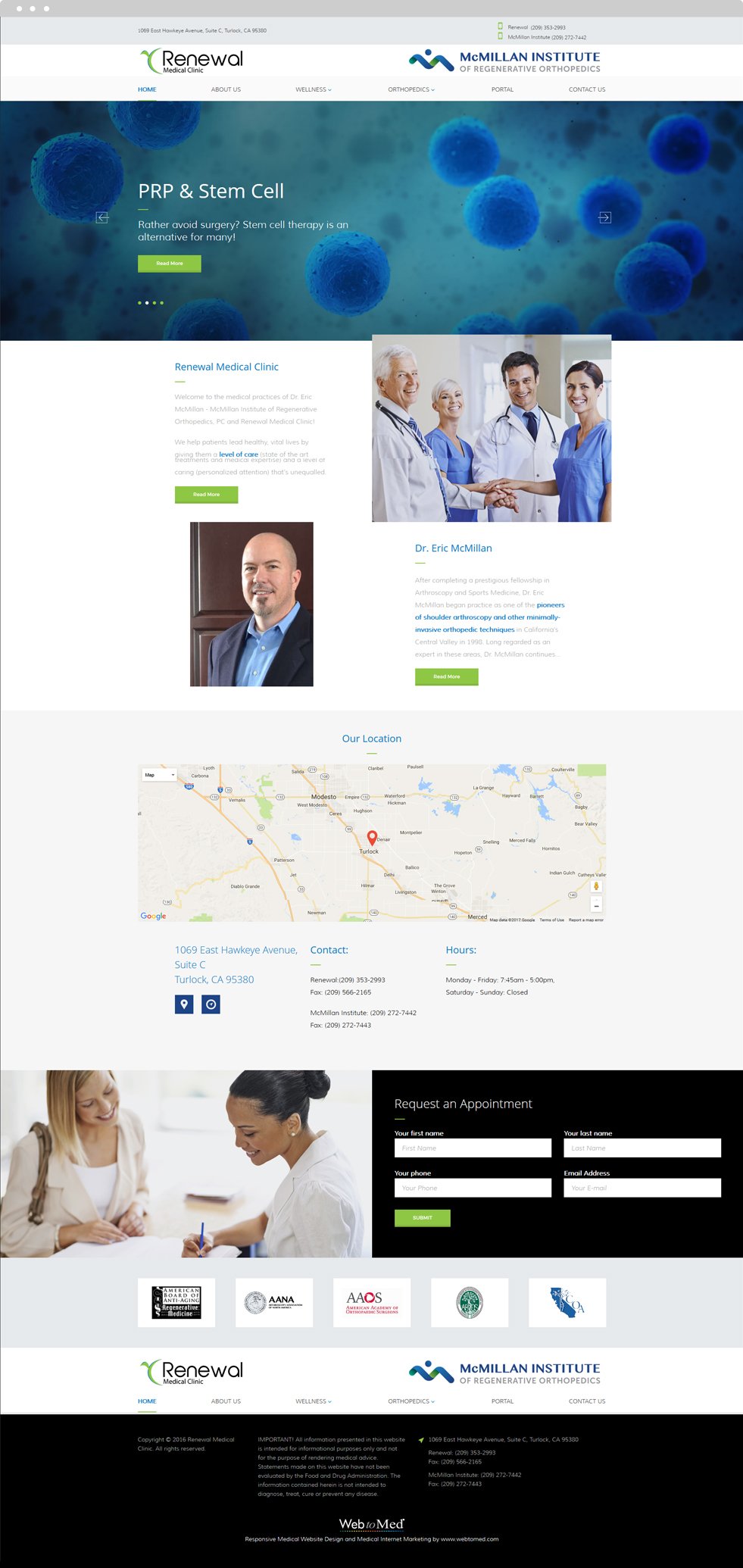 Orthopedic Website Design - Renewal Medical Clinic - Homepage