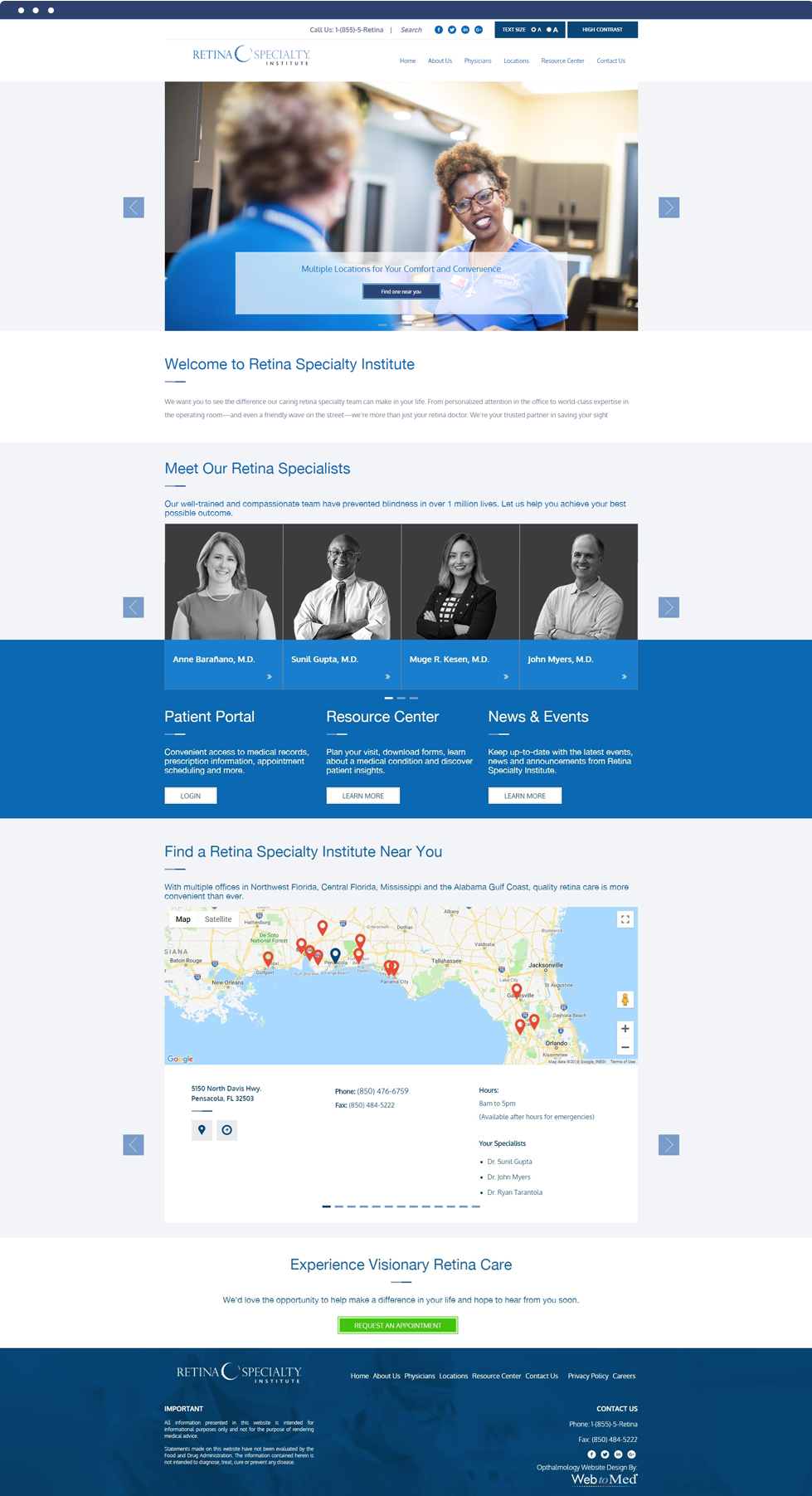 Ophthalmology Website Design - Retina Specialty Institute - Homepage