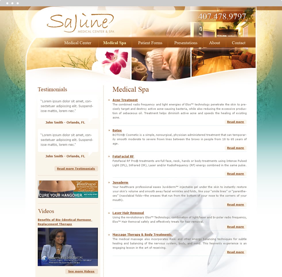 Integrative Medicine Website Design - Sajune Institute for Restorative and Regenerative Medicine - Homepage