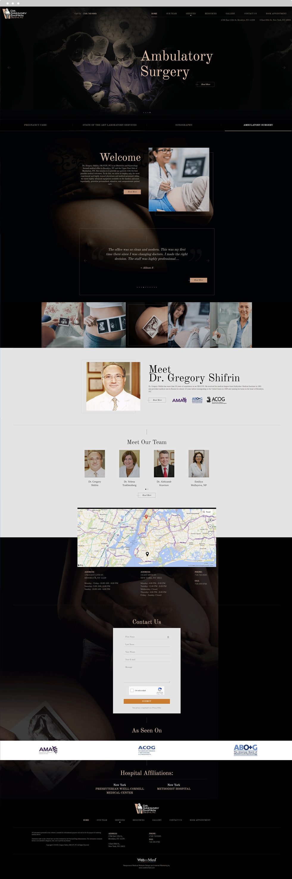 OBGYN Website Design - Dr. Gregory Shifrin OB/GYN, PC - Homepage